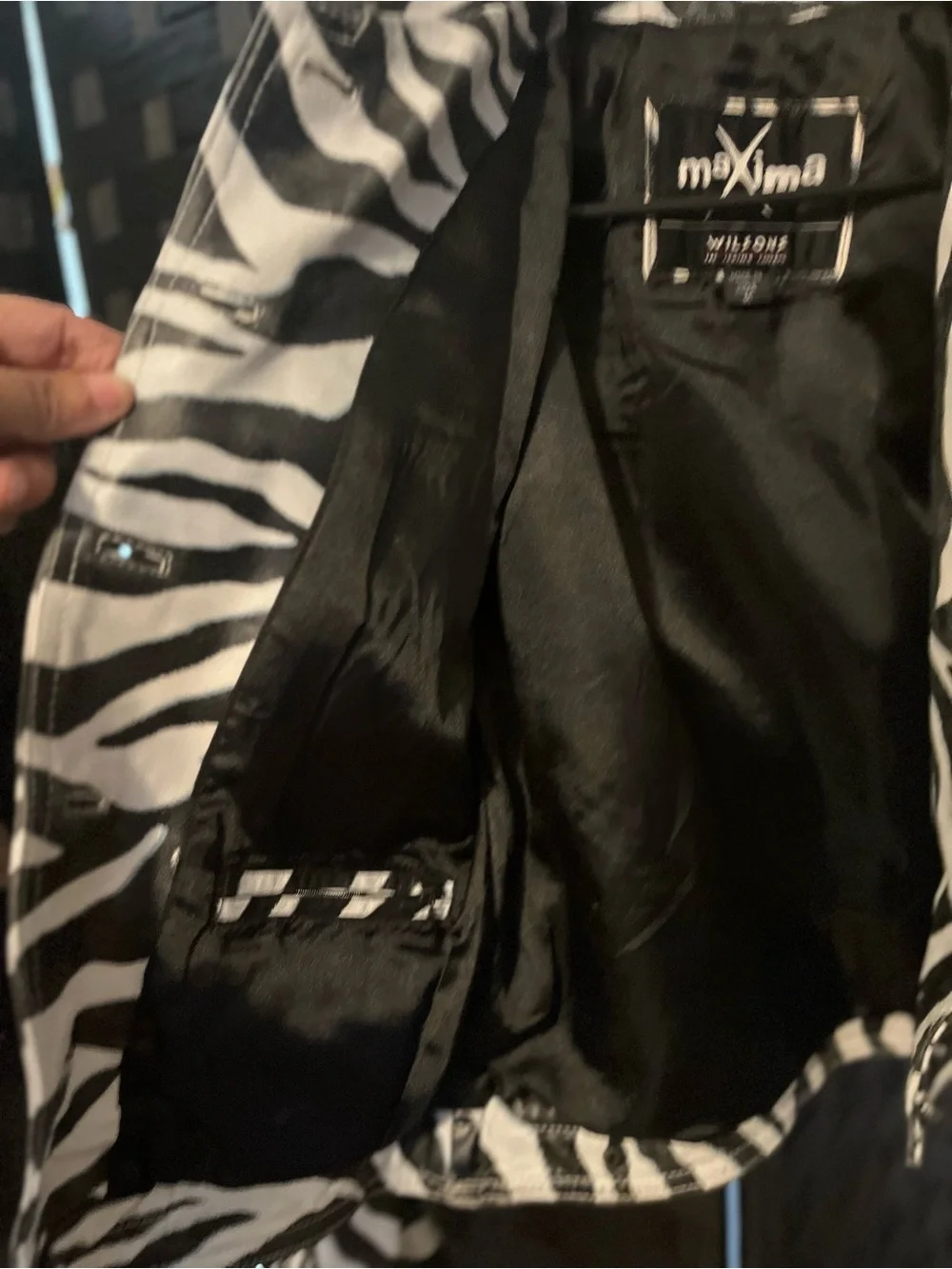 Wilson’s Leather Women’s  Black & White Zebra Print Jean Jacket